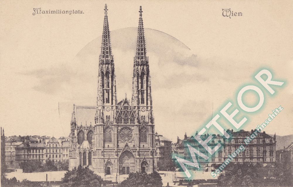 190x - Wien, Maximilianplatz mit Votivkirche - Deutsch Postkartenverlag, Wien I