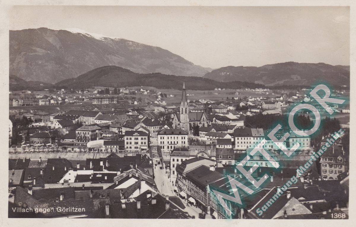 1928 - Villach, Blick ueber den Hauptplatz auf die Gerlitze - Verlag Franz Schilcher, Klagenfurt - Nr. 1368