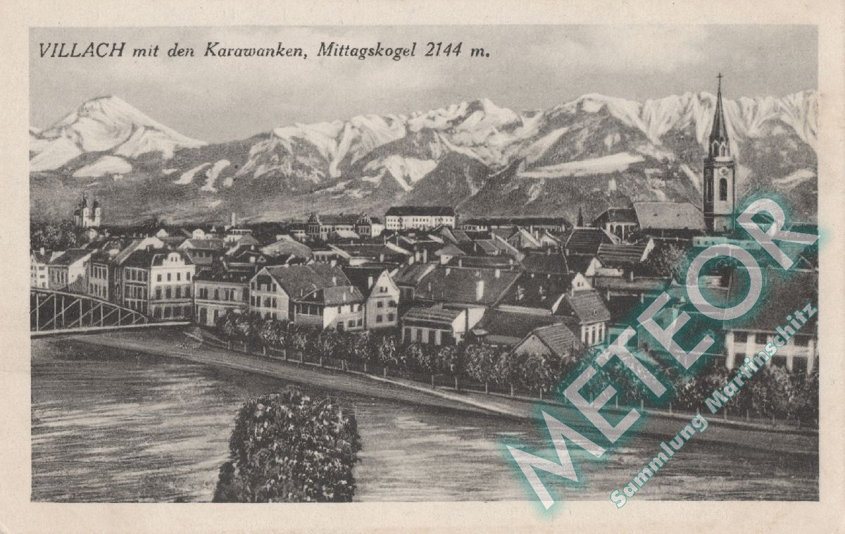 Stadtansicht 1927 - Verlag Bogensberger Villach